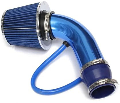 Auto Presa D'aria Tubo Nuovo Aspirazione Dell'aria Fredda Universale Auto Corsa Alluminio Da 76 Mm Kit Tubo Induzione Turbo Con Ingresso Filtro Aria A Cono Aspirazione Tubo Dell'aria(Blu)