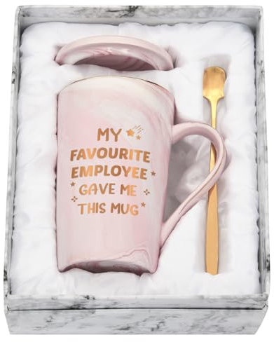 Joymaking Funny Coffee Mug for Boss - Novelty Leaving Gift for Manager - My Favourite Employee Gave Me This - Best Boss, 14Oz Pink