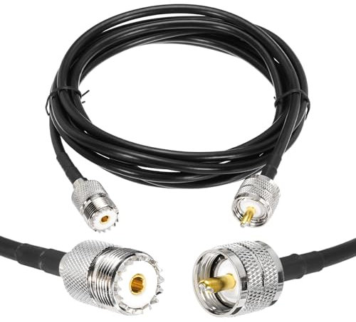 sourcing map 1PCS RG58 Coaxial Cable 8ft/2.4 M, UHF PL-259 Male to UHF SO 239 Female Coax Cable 50 Ohm Low Loss Cable for CB Radio, Ham Radio, Antenna Analyzer