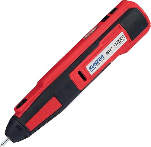 Kunzer 7AG01 Akku-Gravierstift - Akku 2000 mAh - für Stahl, Holz, Kunststoff, Stein, Glas und Leder - mit 5 Schablonen
