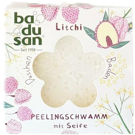 Peelingschwamm mit Seife Litchi