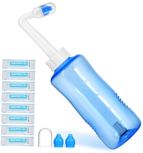 FRCOLOR Nasenspülflasche Mit Automatischem Ventil Und Beiliegendem Salz Für Effiziente Nasenreinigung Und Auslaufsicheres Design
