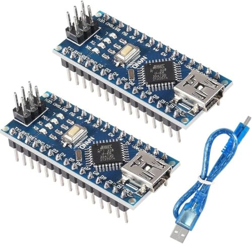 DUBEUYEW 2pcs Nano Module Soldered, Nano Board CH340 Chip, 5V 16MHz for Arduino, with One Mini USB Micro cable