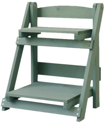 Soporte de madera para plantas, estante de escalera de 2 niveles, estante de flores para interiores y exteriores, soporte de exhibición de macetas para el hogar, patio, césped, jardín
