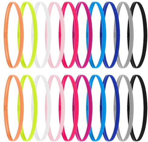 20 Stück Haarband Sport Jungs Haarbänder Kinder Dünn Antirutsch Elastische Stirnband Kinder Jungen Stirnbänder für Fußball Yoga Laufen(10 Farben)