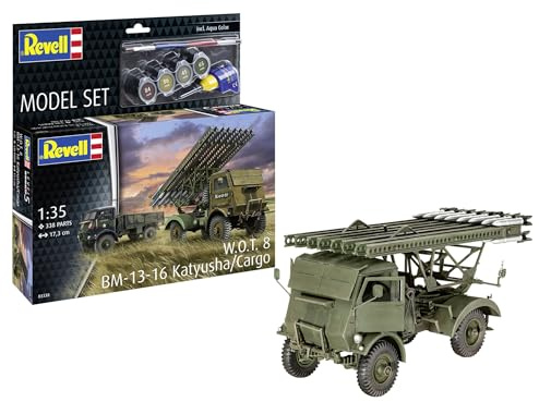 Revell Modellbausatz BM-13-16 on WOT 8, Britisches Militärfahrzeug, Katyusha- & Cargo-Version, detailreiches Fahrwerk, authentische Abziehbilder, DIY Modellbau für Sammler und Geschichtsinteressierte