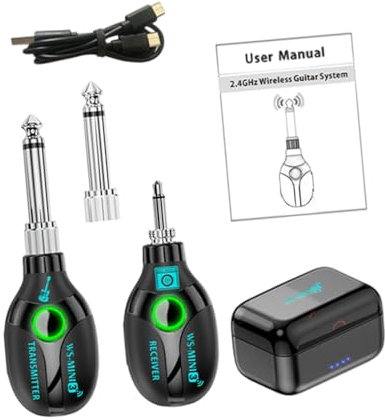 Dickly Transmisor y receptor de guitarra Equipo de música de micrófono de guitarra para amplificador de guitarra inalámbrico Micrófono