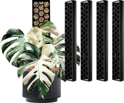 Plastic Moss Pole 4 Pack 17 Inch 43cm for Climbing Plants Monstera, Moss Pole Support for Indoor Plants, Plant Support for Monstera Work with Sphagnum Moss, Plant Lover Gifts (Black)