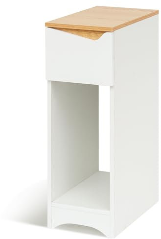 Awhtixbo Weißer Nachttisch Boxspringbett Nachttisch mit Schublade für Schlafzimmer und Kinderzimmer Beistelltisch für Boxspringbett Couch Telefontisch Maße: 20x35x60cm