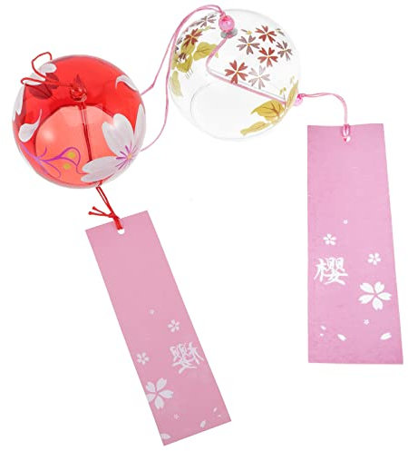 Happyyami 2stücke Japanisches Hängendes Glas-Windspiel mit Anhänger Dekoratives Windspiel für Balkon Terrasse und Garten für Zuhause und Outdoor-Dekoration