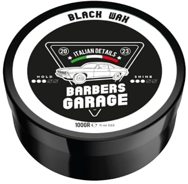Barbers Garage® Black Wax – Cera Nera per Capelli Uomo, Capelli Bianchi 100ml – Copertura Temporanea con Carbone Vegetale – Fissaggio Morbido, Non Macchia – Made in Italy