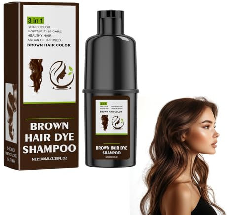 Shampoo Colorante Naturale per Capelli Castano, Hair Dye Shampoo, Previene lo Sbiadimento, Tonalità Progressiva con Effetto Lucentezza, Risultato Omogeneo su Capelli Decolorati o Naturali