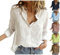 HXRYPG Chemisier Lin Femme Chic et Élégant Blouse D'été Col en V Chemise avec Boutons Manches Longues Haut Coton Lin Tunique Tops Ample Grande Taille Shirt pour Femmes Tenue Home Blanc XXL