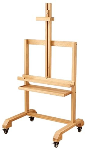 EKDJSN Mobiler TV Ständer aus Holz, Rollbarer TV Standfuss für 45-65 Zoll Fernseher, Höhenverstellbarer TV Bodenständer Mit Rädern, Fernsehständer mit AV-Regal, TV-Wagen für Wohnzimmer(Natural)