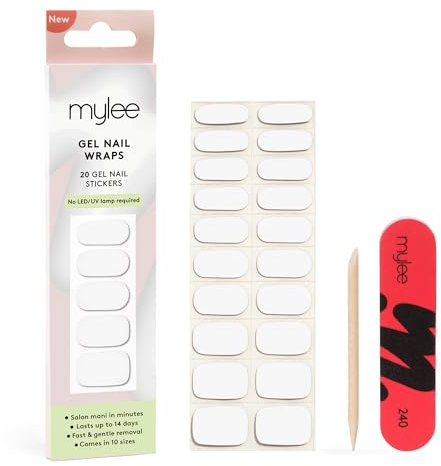 Mylee Gel Nail Wraps [Break The Ice] – 10 Pre-Cured Gel Stickers for Instant Mani – No Lamp Needed, Chip-Resistant, Glossy Finish, Lasts Up to 14 Days – Easy to Apply, Vegan & Cruelty-Free