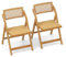 COSTWAY 2er Set Klappstühle Rattan, Küchenstuhl mit 360° drehbarer Rückenlehne, Esszimmerstühle klappbar, Klappstuhl aus Bambus, bis 150 kg, Essstühle für Esszimmer, Garten, im Boho-Stil