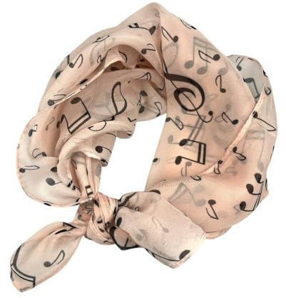 mugesh Chiffon Schal Notenmotive hellrosa