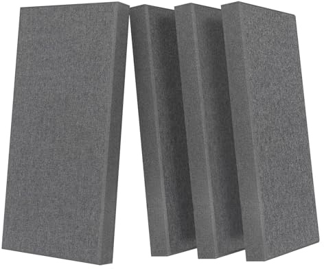 UMIACOUSTICS 4 PCS Acoustic Panels with Hanging Brackets, 2” Thick Fiberglass Sound Proof Panels Removable for Studios, Office, Home Theater Wall- Charcoal Grey