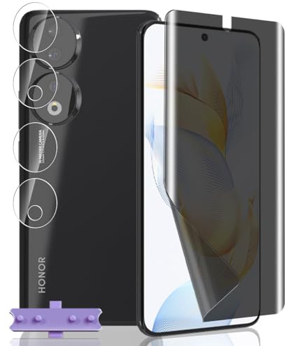 Yieehhow Protection Écran Anti Espion pour Honor 90 5G, [1 Pièce] Anti-Spy Film TPU Souple et [2 Pièces] Verre Trempé Protecteur Caméra, Protège Écran pour Honor 90 5G