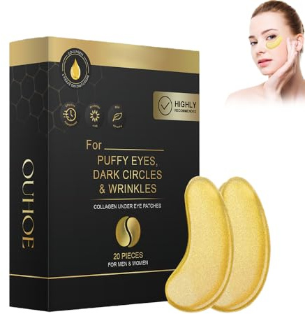 20 Pcs Augenpads,Augenpads Gegen Augenringe,Mask Hyaluronsäure Collagen-Eye Pads Gegen Augenringe Tränensäcke Falten Dunkle Kreise & Puffiness,Anti Aging Augen Pads Mit Kühlend Feuchtigkeit