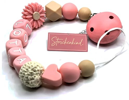 Storchenkind - Individuell gestaltetes Babygeschenk personalisiertes baby geschenk mit Namen für Mädchen oder Junge Baby Geschenk personalisiert zur Geburt & Taufe mehrere Modelle (rosa)