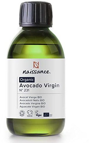 Naissance Avocadoöl Nativ BIO (Nr. 231) - 225ml - Kaltgepresst Avocado Öl für Haare, Haut, Kosmetik, Körper, Gesicht, Massage