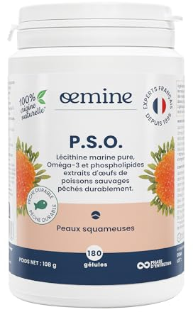 Oemine PSO Lécithine Marine, 180 Gélules - Oméga 3 460mg, Complément Alimentaire Riche en Phospholipides EPA, DHA - Phospholipides, Phosphatidylcholine, Algue Ascophyllum Nodosum, Iode Organique