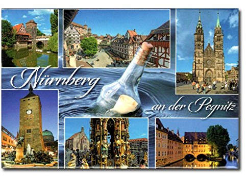 Foto-Magnet Nürnberg an der Pegnitz, Blaue Serie, ca. 8 x 5,4 cm