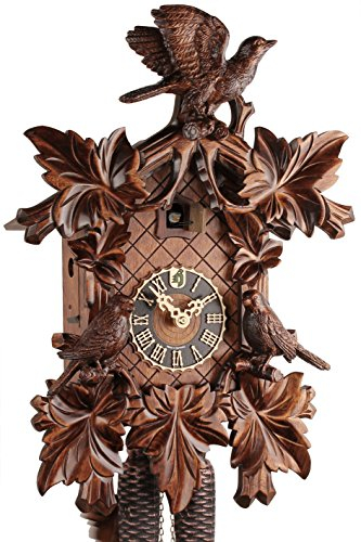 Kuckucksuhr Original Schwarzwälder Kuckuckuhr Echtholz mechanisches 8-Tage Laufwerk NEU VDs Zertifikat Hönes -Dreivogel 49cm- 8205/5NU