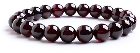 Candyfancy Armbänder Damen 8MM Perlen Granat Armband Bergkristall Bead Elastisch Natürlich Stein Frauen