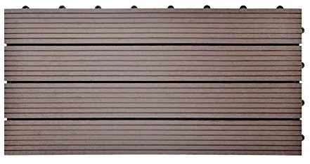 SIENOC Terrassen-Fliese aus WPC Kunststoff, Einzelfliese, Garten-Fliese,Balkon Bodenbelag mit Drainage Unterkonstruktion (30x60 cm, Neu Hellbraun)