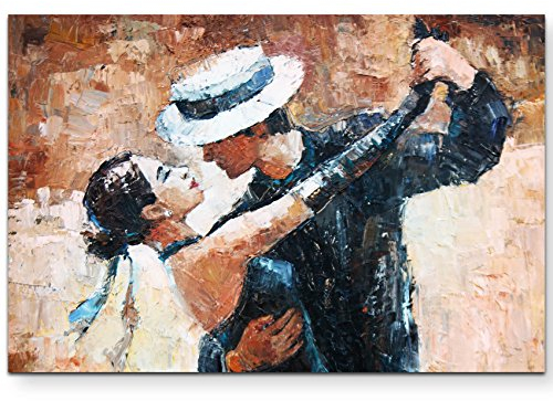 Paul Sinus Art Leinwandbilder | Bilder Leinwand 120x80cm Tangotänzer mit Hut