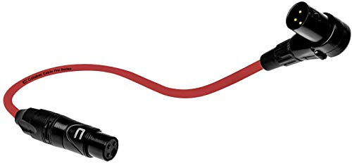 Balanced XLR Cable Right Angle Male to Straight Female - 0.5 Feet (6 inches) Red - Pro 3-Pin Microphone Connector for Powered Speakers, Audio Interface or Mixer for Live Performance & Recording
