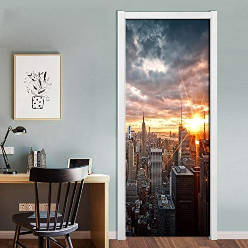 FCFLXJ Türtapete Selbstklebend TürPoster Türaufkleber 3D New York City 77x200cm Wohnzimmer Schlafzimmer Badezimmer Wasserdicht Abnehmbare PVC-wasserdichte Schale und Stock-Tür-Wand