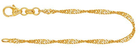 EDELIND Feines Armband Damen 585 Gelbgold Bracelet Singapurkette 2.2 mm Armkette 14K Echtgold mit Karabinerverschluss Länge 20 cm Feine Damen Armband mit Schmuck Geschenk Box Made in Germany