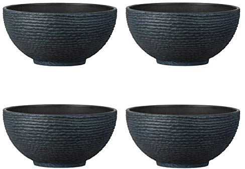 Stone Textured Effect Bowl Pot Plastic Planter, Set of 4 - Suitable for Indoor or Outdoor Use - 20cm (H) x 40.5cm (Dia)