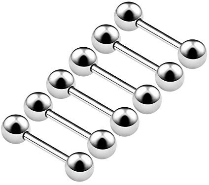 KJM FASHION 6 Stk Metall Barbell Ohrring 0,8mm 20gauge 8mm 5/16 3mm Kugel Helix Rook Eyebrow Daith Ohrringe Cartilage Piercing Schmuck 6355