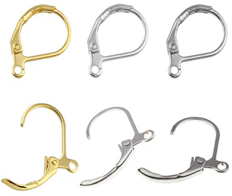 Perlin Ohrstecker Set Silber, Gold, Tibet Silber, Ohrringe Rund 15mm Klapp Brisuren Ohrhänger Ohrhaken 30 Stück