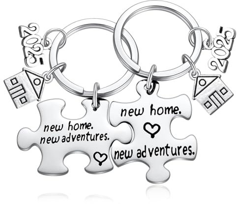 Ralukiia 2024 Schlüsselanhänger zum Einzug, Geschenkkorb für Freunde, Umzug, Willkommensnachbar, Einweihungsgeschenk für neue Wohnung, erstmalige Hausbesitzer, Paare, silber, 1