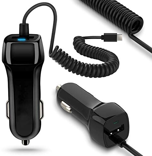 Auto Ladekabel kompatibel mit Samsung Galaxy A17 A06 A16 A13 A14 A15 A22 A25 A33 A35 A53 A32 A42 A52 A54 A55 A05 5G USB Typ C Kfz Ladegerät Adapter Lade Daten Gerät Schwarz