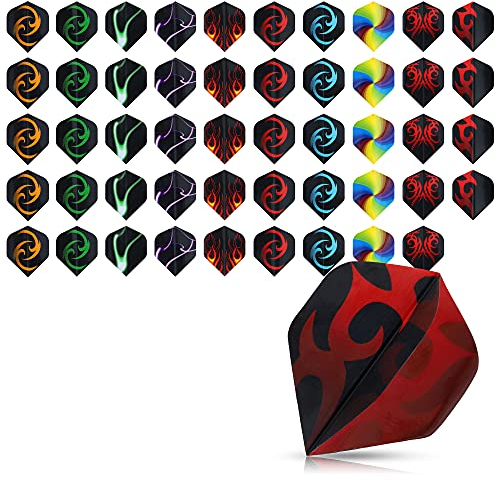 kwmobile 50x Ersatz Dart Flights - Standardform - 5 Stück pro Farbe und Design - Universal Dart Flight Dartfly Set in Mehrfarbig