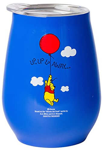 Silver Buffalo Winnie The Pooh Up and Away - Vaso de doble pared de acero inoxidable con tapa