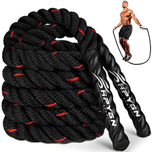 HPYGN Corda pesante per saltare/saltare, 2,8 m, 1,3 kg, per fitness, allenamento, boxe, allenamento a casa, migliora la forza e la costruzione muscolare, attrezzatura per l'allenamento totale del