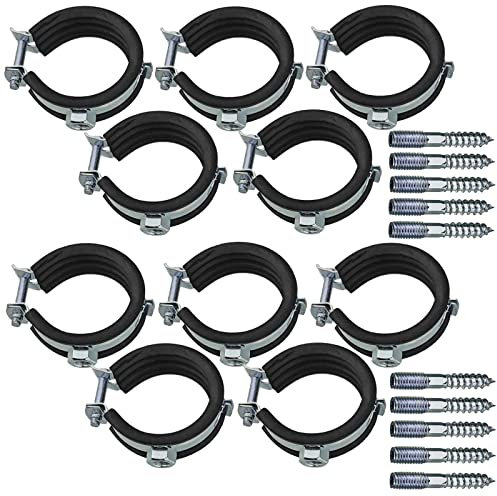 10 Stück Set Rohrschellen aus Stahl verzinkt Spannbereich 20 bis 23 mm Rohr Außendurchmesser 1/2 Zoll mit Schallschutz Gummi Einlage + Stockschrauben M8 Halterung Befestigung 10er Pack