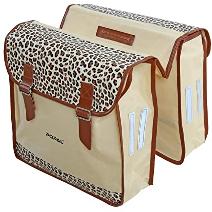 ESTEXO Fahrradtasche Doppel Gepäckträgertasche Tasche Seitentasche Gepäcktasche für Fahrrad Packtasche Leo Beige