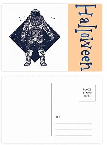 Astronauten-Sterne Universum Kunst Muster Halloween Postkarten-Set Dankeskarte Versandseite 20 Stück