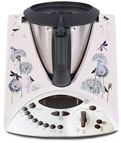 Deko Schutz Aufkleber kompatibel mit Küchenmaschine Thermomix TM31 Design Sticker Klebefolie Zubehör Küchengerät wasserfest selbstklebend R182 (22 Dandelion and Dragonflies)