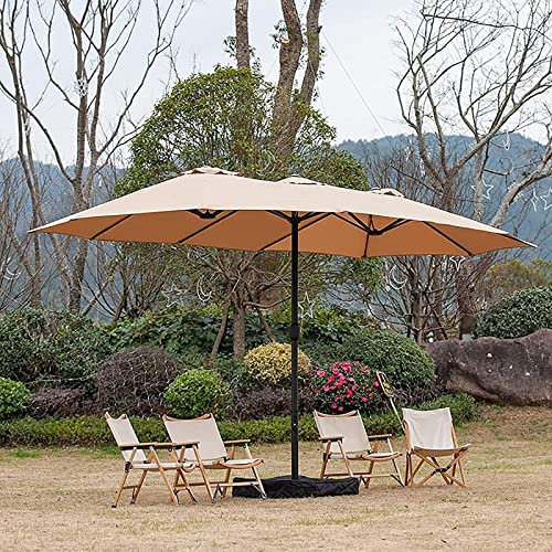 FQMYLTYN Sonnenschirm Ø 460 cm Doppelseitiger Gartenschirm Marktschirm Terrassenschirm Sonneschirm, Kurbelgriff und UV 50+, Leicht zu Zerlegen Und zu Tragen (Color : Light Brown)