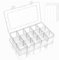 FFowcye 2 Pack 15 Grids Craft Storage Boxes with Compartments, Screw Organiser Storage Box, Clear Small Parts Organiser for Bead Screw Tackles Snack Washi Tape Thread Earring Toys Arts and Crafts