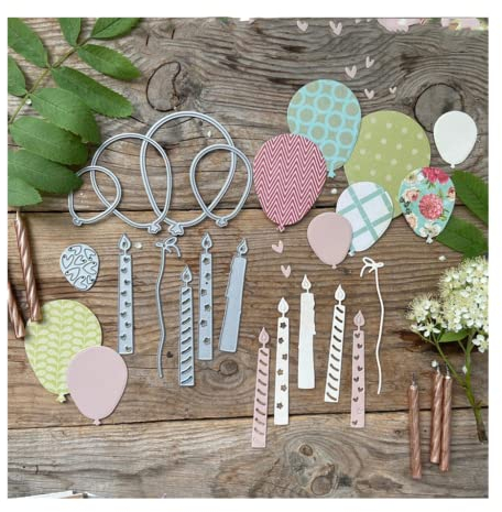 Sredwtk Kerzen Ballon Geburtstag Stanzschablonen Metall Schneiden Schablonen für DIY Scrapbooking Album, Schneiden Schablonen Papier Karten Sammelalbum Dekor